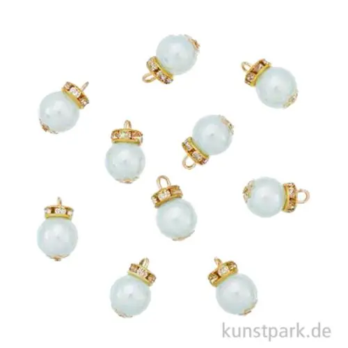 Günstig Miniatur Christbaumkugeln, Eisblau, ca. 1 cm, 10 Stück