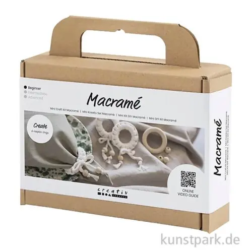 Sonderaktion Mini Bastelset Makramee - Serviettenringe, Creme