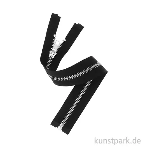 Reißverschluss, Metall, Silber, Schwarz, 5 mm, 30 cm Preiswert