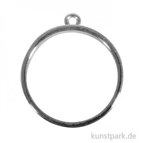 Neu Im Sortiment Anhänger Metall Fassung - Rund , 30 mm, Silber