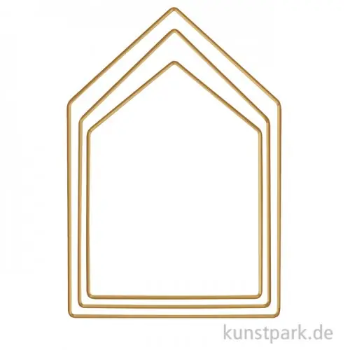 Ausverkauf Metallringe Häuser, Gold, je 1 x 19 cm + 23 cm + 27,5 cm, 3 Stück