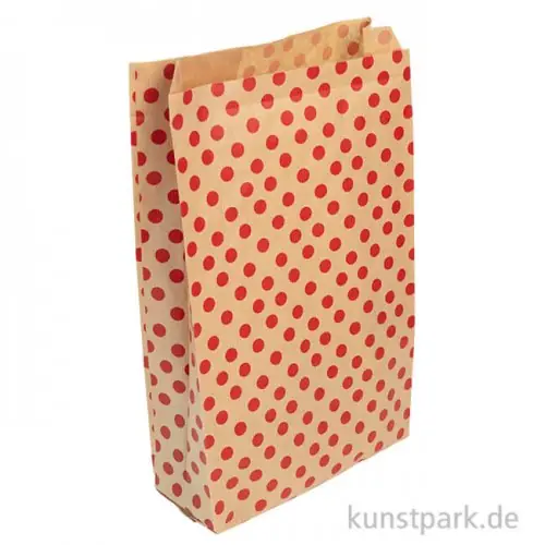 Jetzt Bestellen Kraftpapier Tüten, Rote Punkte, 21 x 37 cm, 50 Stück
