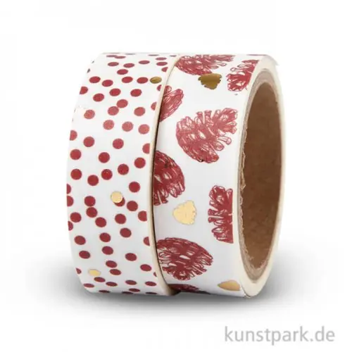 Premium Vivi Gade Washitape - Punkte Rot, 15 mm, Set mit 2x4 m