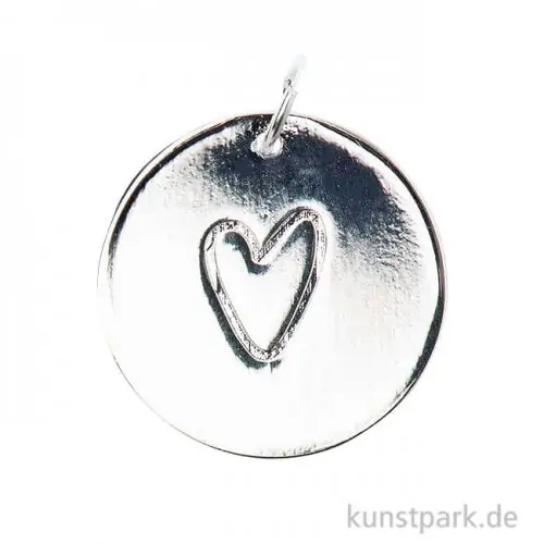 Großhandel Schmuck-Anhänger Scheibe - Herz, Silber