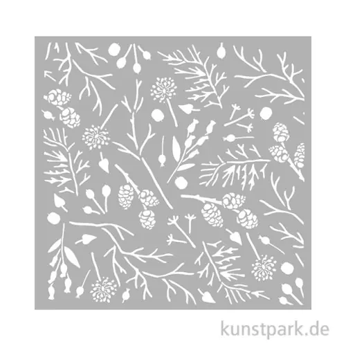 Kostenfreie Lieferung Stamperia Schablone - Forest Branches Pinecones, 18 x 18 cm