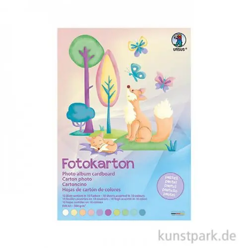 Fotokarton DIN A4, Pastellfarben,10 Blatt, 300g Neue Kollektion
