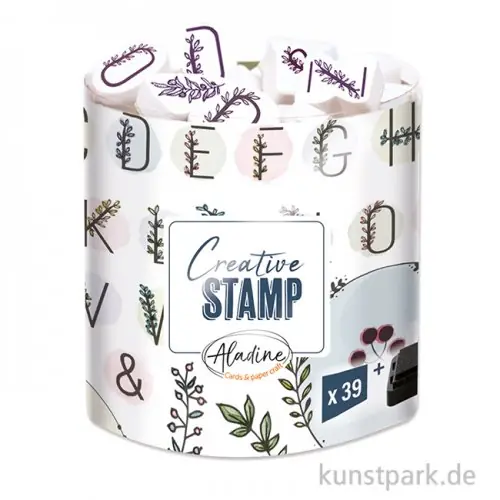 Original STAMPO Scrap Stempel, 39er Set + Stempelkissen, Alphabet Floral