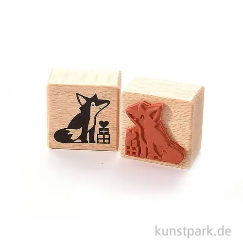 Stempel - Fuchs mit Geschenken, 4 x 4 cm Geprüft