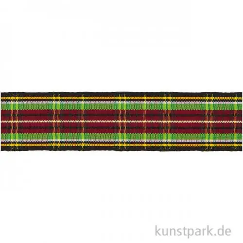 Karoband Schwarz / Gelb / Grün / Rot, 25 mm x 3 m Abverkauf