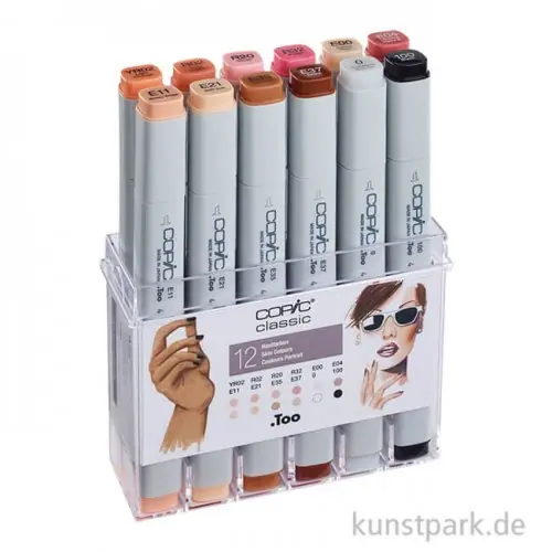COPIC Marker Set 12er - Hautfarben Geld-Zurück-Garantie