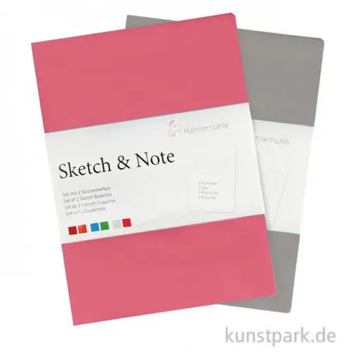 Top-Qualität Hahnemühle SKETCH & NOTE, 20 Blatt, 125g, 2 Booklets, Grey-Pink