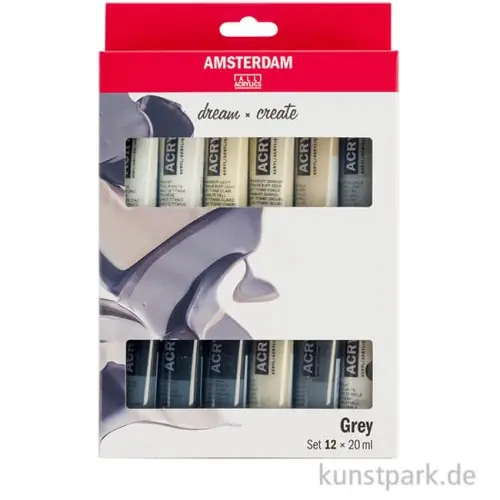 Jetzt Zugreifen Talens AMSTERDAM Acrylfarben Set mit 12 x 20 ml - Grautöne