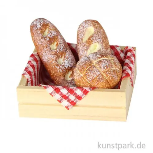 Neue Ware Mini Kiste mit drei Broten, 4 x 3 x 2 cm