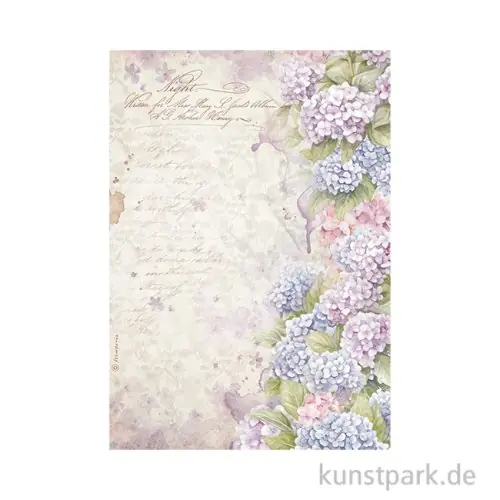 Expressversand Stamperia Reispapier - Quiet Days Hydrangea, DIN A4