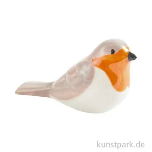 Porzellan Figur - Rotkehlchen, Braun-Rot, 2,8 x 2,4 x 5,4 cm Weltweiter Versand