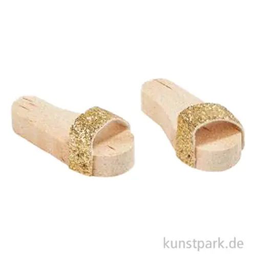 Neu Im Sortiment Miniatur Schuhe, Gold Natur, 2,5 x 1,1 x 1 cm