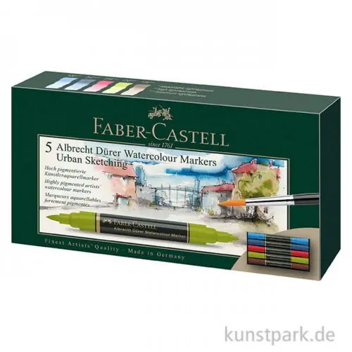 Faber-Castell ALBRECHT DÜRER, 5 Aquarellmarker als Urban Sketching-Set Heißes Angebot