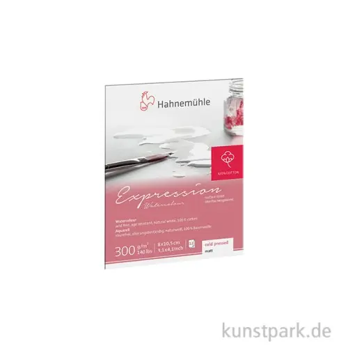 Geprüft Hahnemühle EXPRESSION Aquarellpapier, 12 Blatt, 300g, matt, 8x10,5 cm