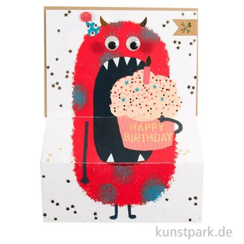 Good old friends - Monsterkarte, Happy Birthday, Rotes Monster Markenprodukt