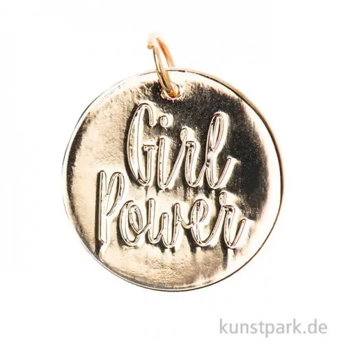 Heute Kaufen Schmuck-Anhänger Scheibe - Girl Power, Gold