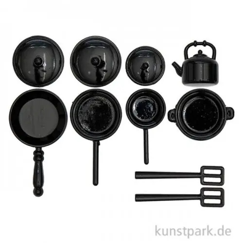 Miniatur Kochutensilien, Schwarz, 7-teilig Geprüft