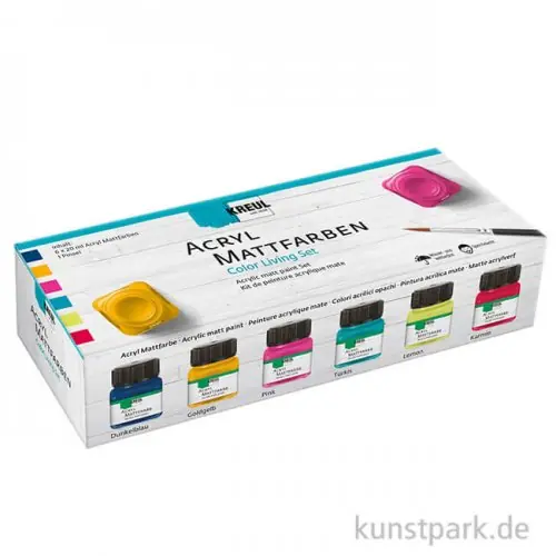 KREUL Acryl Mattfarben Set - Color Living, 6 x 20 ml Highlight