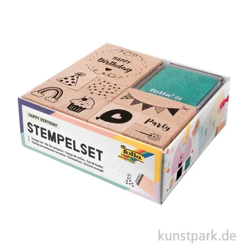 Exklusiv Holzstempel-Set HAPPY BIRTHDAY, 11-teilig