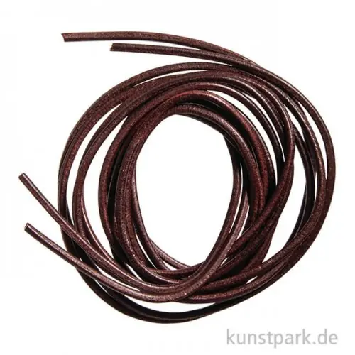 Rundriemen aus Rindleder 2mm, Länge 100 cm - Dunkelbraun, 2 Stück Heute Kaufen