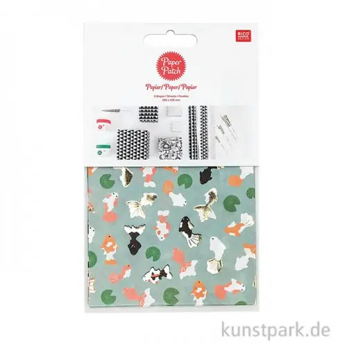 Top-Qualität Decoupage Papier - Jardin Japonais, Kois & Lotos, 3 Stück