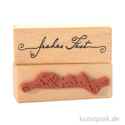 Top-Seller Stempel - Frohes Fest mit Schnörkel, 3 x 8 cm