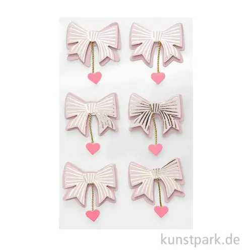 Top-Angebot 3D Sticker - Schleifen mit Herzen, Mauve, 6 Aufkleber