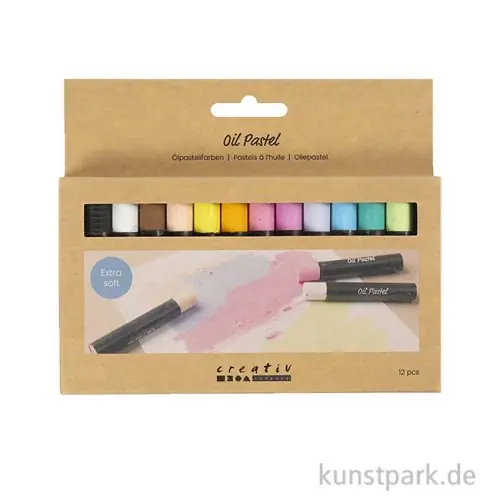 Ölpastellkreiden, Länge 7 cm, Dicke 11 mm, Pastellfarben, 12 Stück Expressversand