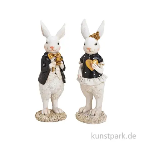 Sonderaktion Hase Mann / Frau aus Poly, Weiß / Schwarz, Sortiert, 7 x 22 x 7 cm