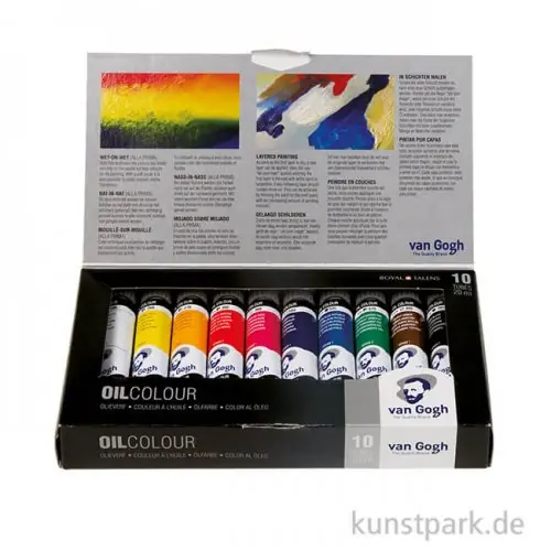 Talens VAN GOGH Ölfarbe Basis-Set mit 10 x 20 ml Tuben im Karton Preisreduziert