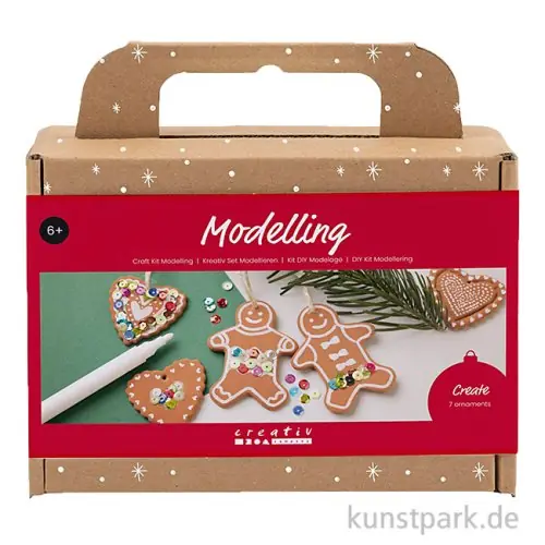 Neuheit Bastelset Weihnachten - Lebkuchenfiguren Modellieren, Braun