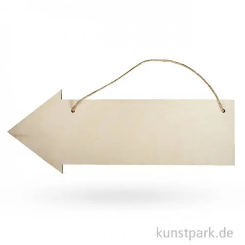 Holz Schild mit Jutegarn - Pfeil Zertifiziert