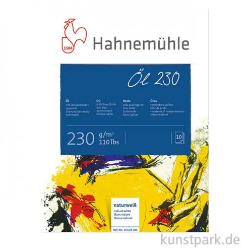 Finale Aktion Hahnemühle Öl- und Acryl Malkarton, 10 Blatt, 230g, Leinenprägung