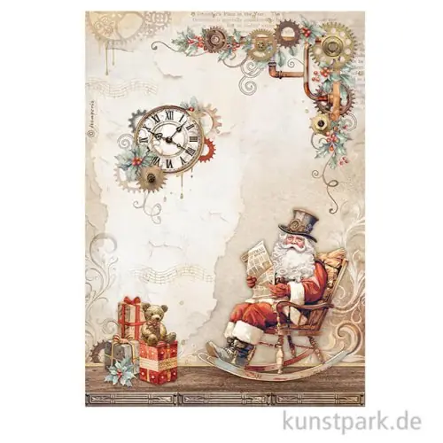 Stamperia Reispapier - Gear up for Christmas Santa Claus, DIN A4 Preis Gesenkt