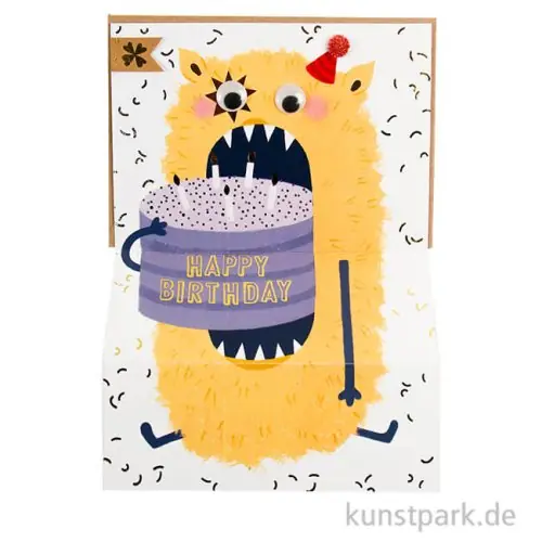 Good old friends - Monsterkarte, Happy Birthday, Gelbes Monster Letzte Chance