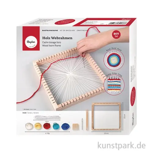 Webset mit Holz Webrahmen + Zubehör, 23 x 23 cm, Webbreite 18 cm Bestseller