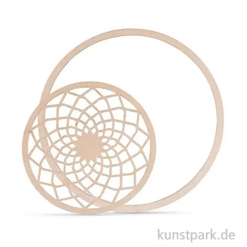 Holzscheibe Dream mit 18 cm Ring - filigran, 13 cm, 2 Stück Handgefertigt
