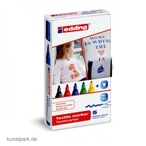 Kracherpreis edding 4500 Textil-Marker Set mit 5 Farben