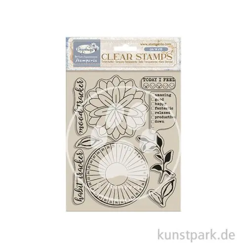 Nur Heute Stamperia Acrylic Stamps - Create Happiness Dewdrops Habit Tracker