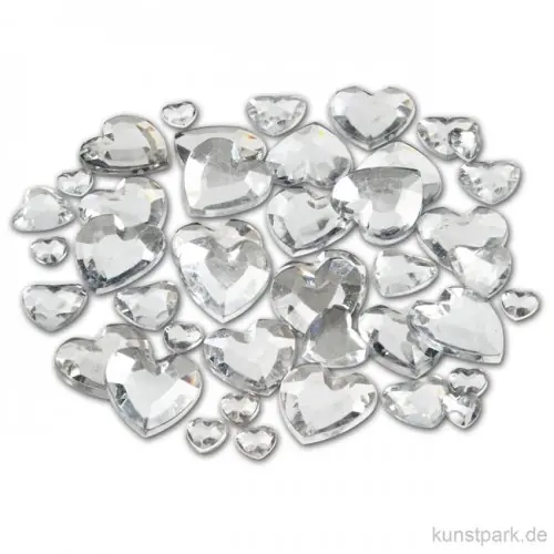 Sofort Bestellen Strasssteine - silberne Herzen, 252 Stück
