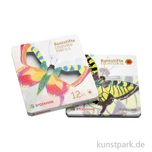 Stockmar Buntstifte sechseckig, 12 Stifte im Metalletui Top-Qualität
