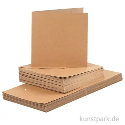 Sonderangebot Karten und Kuverts - Natur, 15 x 15 cm, 50 Sets