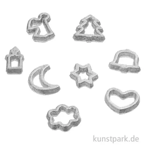 Miniatur Ausstechformen Set, Metall, 0,5 cm, 8 Stück Geld-Zurück-Garantie
