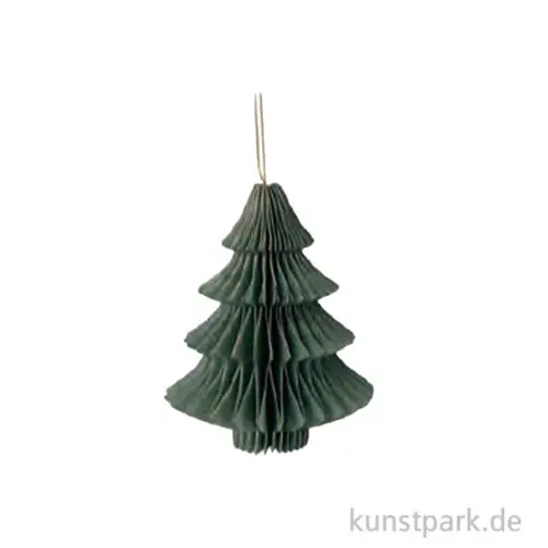 Wabenpapier Tannenbaum mit Hänger, Grün, 10 cm, 4 Stück Neue Ware