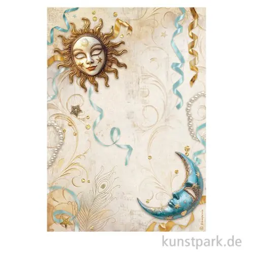 Stamperia Reispapier - Masquerade Sun and Moon, DIN A4 Sichere Zahlung