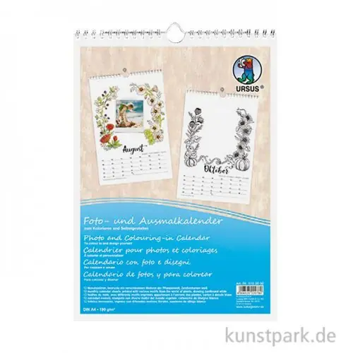 Kostenloser Rückversand Foto- und Ausmalkalender A4, Blumen & Pflanzen Motive